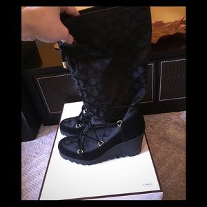Coach Black Logo Maisy Boots Size 9.5M
